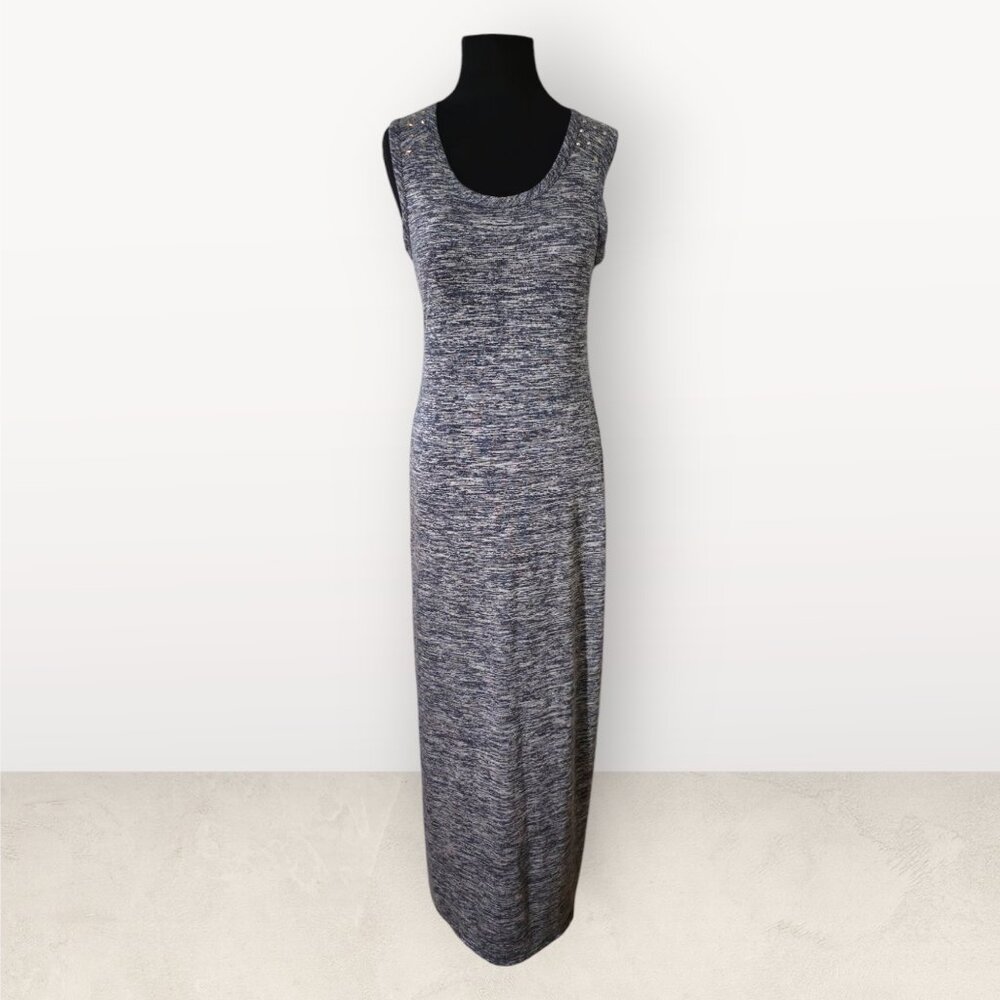SOPRANO Gray Spike Studded Shoulder Maxi Dress